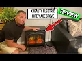 Xbeauty Electric Fireplace Stove Freestanding Fireplace Heater with Realistic Flame Portable Remote