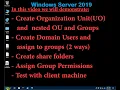 Windows Server 2019 - Create Organization Unit Groups Users and Shared Folders with Permissions