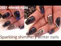 2021 nails design deep blue nails sparkling nail arts 2021 winter nails