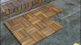 Unboxing Installation Upolana 9pcs interlocking deck tiles 12x12 acacia wood 36 for 9sq ft