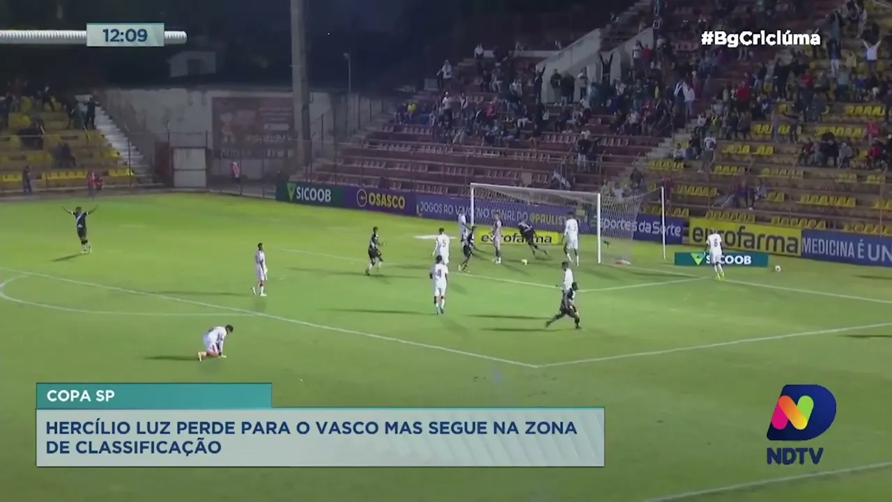Hercílio Luz perde para o Vasco, mas segue na zona de classificação da Copinha