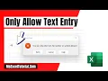 How to Only Allow Text Entry In Excel