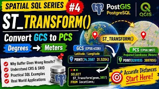 ST - Transform Explained in PostGIS Convert GCS to PCS EPSG 4326 to EPSG 3857
