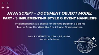 JavaScript DOM Tutorial Part 3 Adding Styles Mouse Event Handlers Onclick Onmouseover