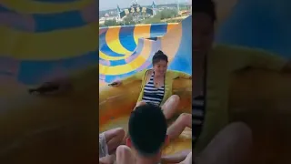 bikini wedgie on a water slide at wild waves 11