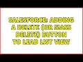 Salesforce Adding a Delete or Mass Delete button to Lead List View 2 Solutions