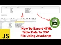 How To Export HTML Table Data To CSV File Using JavaScript HTML Table To CSV File