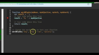 Word Blanks freeCodeCamp Basic Javascript