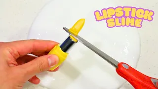 How To Make White Slime With Balloons & Color With Lipsticks! ASMR Sounds!