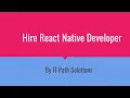 Hire React Native Developers By IT Path Solutions