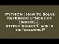 PYTHON How To Solve KeyError u None of Index dtype object are in the columns