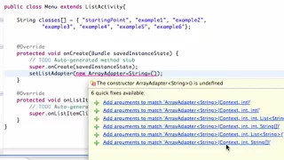 Android Application Development Tutorial 19 Setting up an ArrayAdapter 2017