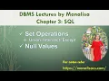 Ch 3 9 Set Operations Union Intersect Except Null Values DBMS lectures by MonalisaCS