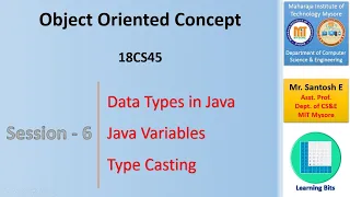Java Object Oriented Concepts Session-6 Data Types Type Casting