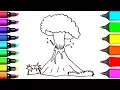 How to Drawing and Coloring Volcano With Coloring Book Coloring Pages for Kids