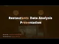 Restaurant Data Analysis Project by Cognifyz Technologies as a Data Analysis Intern