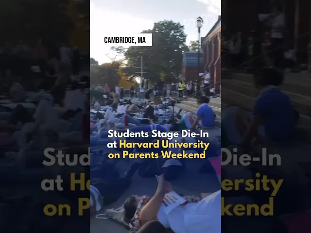 ⁣Over 100 students at Harvard University staged a die-in in solidarity with Palestine.
