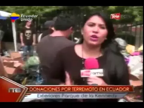 Donaciones por terremoto en Ecuador exteriores parque de la Kennedy
