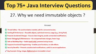 Top 75 Java Interview Questions - Why we need immutable objects in Java