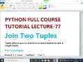PYTHON LECTURE - 77 Join Two Tuples Add Two Tuples Operator EnhanceCodeLearning