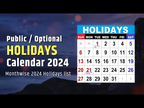 Download MP3 Holidays Calendar 2024 - List of Public holidays, Government Holidays in 2024