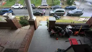 Man Slips on Wet Porch Stairs and Falls Hard on His Back - 1863652