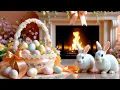 Easter Fireplace Ambience with Cozy Crackling Fire Relaxing Piano Music Happy Easter