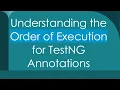 Understanding the Order of Execution for TestNG Annotations