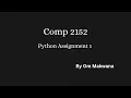 COMP 2152 Python Assignment 1