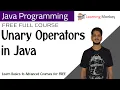 Unary Operators in Java lesson 12 Java Programming Learning Monkey
