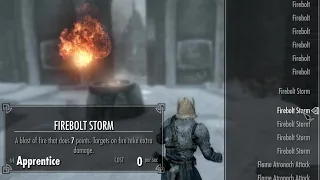 Trying Firebolt Storm Alduin-only meteor spell Skyrim Anniversary Edition