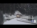 Polar Express Amtrak crosses Genesee arch bridge at Letchworth State Park February 10 2020