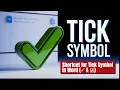 Shortcut for Tick Symbol in Word Fastest way to get Check mark in MS Word 2024