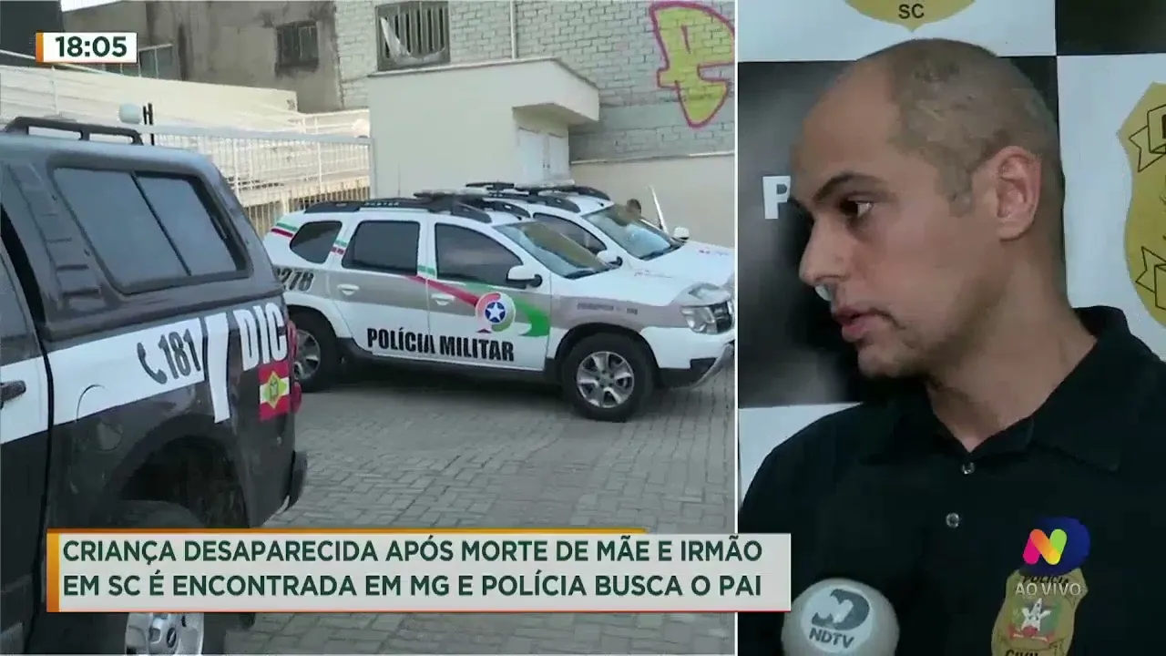 Criança desaparecida após morte de mãe e irmão em SC é encontrada