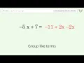 Solve - 3x 7 -11 2x Linear Equation Solution Tiger Algebra