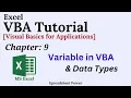 Excel VBA Tutorial Chapter 9 Variable in VBA and Data Types