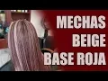 Beige or Platinum Highlights on a Red Base