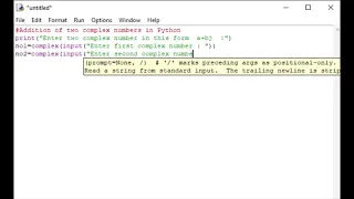 Python program to add two complex numbers