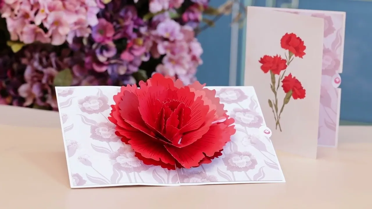 Carnation Flower Pop up Card