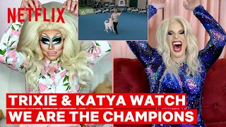 drag queens trixie mattel u0026 katya react to we are the champions i like to watch netflix