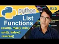 Python List Functions count reverse max min sort and index Python lesson - 35