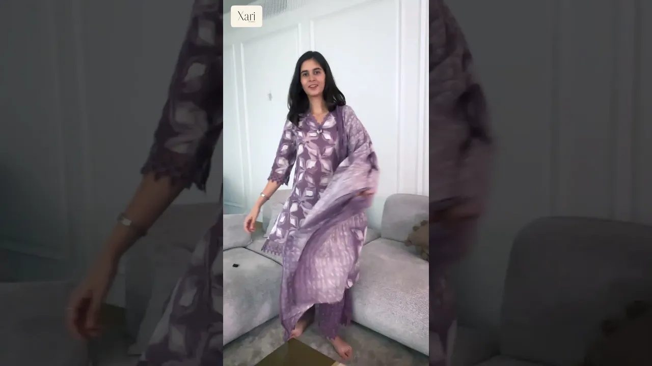 Pure Cotton Lavender Palazzo Suit