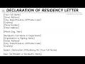 How To Write A Declaration of Residency Letter Template Step by Step Guide Writing Practices