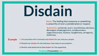 How to Pronounce DISDAIN l Definition Meaning Example and Synonyms of DISDAIN by VP
