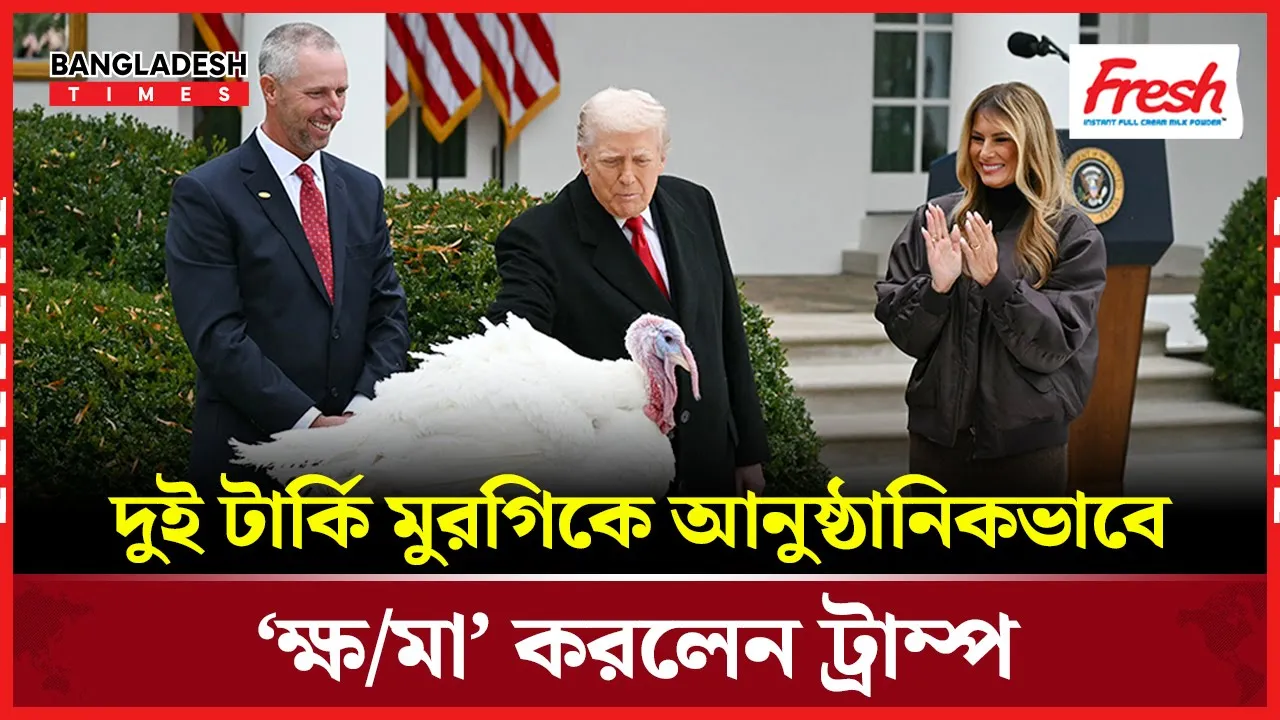 ট্রাম্পের ক্ষমা পেলো দুই টার্কি মুরগি ‘গবল’ ও ‘ওয়াডল’