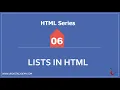 HTML Series Lecture 6 Lists in HTML