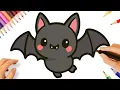 HOW TO DRAW A CUTE KAWAII BAT EASY