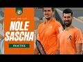 Novak Djokovic and Sascha Zverev practice session on Philippe-Chatrier Roland-Garros 2026
