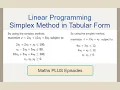 Linear Programming Simplex Method in Tabular Form EP3
