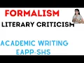 Formalism literary criticism and example Critical approach in literature
